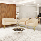Namoradeira E 2 Poltronas Industrial Dourado Stella Suede Beg