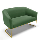 Namoradeira E 2 Poltronas Industrial Dourado Stella Suede D03