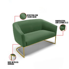 Namoradeira E 2 Poltronas Industrial Dourado Stella Suede D03