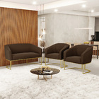 Namoradeira E 2 Poltronas Industrial Dourado Stella Suede D03