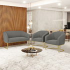 Namoradeira E 2 Poltronas Industrial Dourado Stella Suede D03
