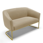 Namoradeira E 2 Poltronas Industrial Dourado Stella Suede Mar