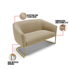 Namoradeira E 2 Poltronas Industrial Dourado Stella Suede Mar