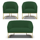 Namoradeira E 2 Poltronas Industrial Dourado Stella Veludo Ve