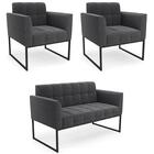 Namoradeira E 2 Poltronas Industrial Preto Ana Boucle Grafite