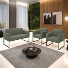 Namoradeira E 2 Poltronas Industrial Preto Marisa Bouclê D03