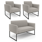 Namoradeira E 2 Poltronas Industrial Preto Marisa Bouclê D03