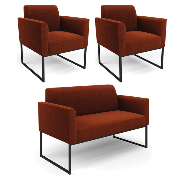 Namoradeira E 2 Poltronas Industrial Preto Marisa Bouclê D03