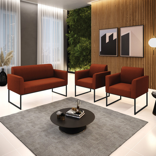 Namoradeira E 2 Poltronas Industrial Preto Marisa Bouclê Terr