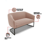 Namoradeira E 2 Poltronas Industrial Preto Stella Bouclê Rosê