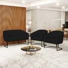 Namoradeira E 2 Poltronas Industrial Preto Stella Linho D03 -