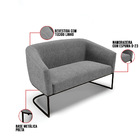 Namoradeira E 2 Poltronas Industrial Preto Stella Linho D03 -