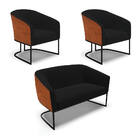 Namoradeira E 2 Poltronas Industrial Preto Stella Noz/linho D