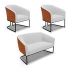 Namoradeira E 2 Poltronas Industrial Preto Stella Noz/linho D