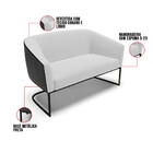 Namoradeira E 2 Poltronas Industrial Preto Stella Pto/linho D