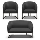 Namoradeira E 2 Poltronas Industrial Preto Stella Sintético P