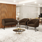 Namoradeira E 2 Poltronas Industrial Preto Stella Suede D03 -