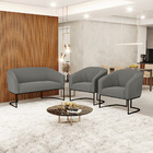 Namoradeira E 2 Poltronas Industrial Preto Stella Suede D03 -