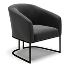 Namoradeira E 2 Poltronas Industrial Preto Stella Suede D03 -