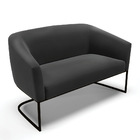 Namoradeira E 2 Poltronas Industrial Preto Stella Suede D03 -