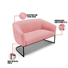 Namoradeira E 2 Poltronas Industrial Preto Stella Suede Rosê