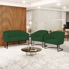 Namoradeira E 2 Poltronas Industrial Preto Stella Veludo D03