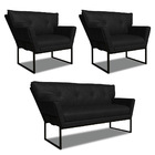 Namoradeira E 2 Poltronas Industrial Pto Anitta Sintét Pu Pre