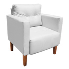 Namoradeira E 2 Poltronas Livia Pé Madeira Castanho Sintético