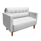 Namoradeira E 2 Poltronas Livia Pé Madeira Castanho Sintético