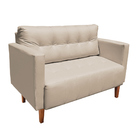 Namoradeira E 2 Poltronas Livia Pé Madeira Castanho Sintético