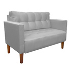 Namoradeira E 2 Poltronas Livia Pé Madeira Castanho Suede Cin