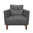 Namoradeira E 2 Poltronas Livia Pé Madeira Castanho Suede Gra