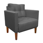 Namoradeira E 2 Poltronas Livia Pé Madeira Castanho Suede Gra