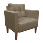 Namoradeira E 2 Poltronas Livia Pé Madeira Castanho Suede Mar