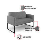 Namoradeira E 2 Poltronas Marisa Aço Industrial Preto Linho D