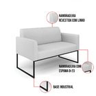 Namoradeira E 2 Poltronas Marisa Aço Industrial Preto Linho D