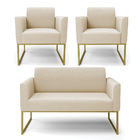 Namoradeira E 2 Poltronas Marisa Aço Industrial Preto Suede D