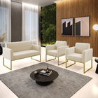 Namoradeira E 2 Poltronas Marisa Aço Industrial Preto Suede D