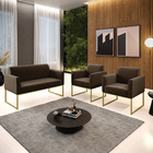 Namoradeira E 2 Poltronas Marisa Aço Industrial Preto Suede D