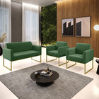 Namoradeira E 2 Poltronas Marisa Aço Industrial Preto Suede D