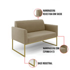 Namoradeira E 2 Poltronas Marisa Aço Industrial Preto Suede D