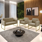 Namoradeira E 2 Poltronas Marisa Aço Industrial Preto Suede D