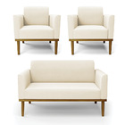 Namoradeira E 2 Poltronas Marisa Base Madeira Castanho Veludo