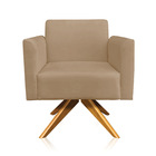 Namoradeira E 2 Poltronas Marisa Giratória Madeira Suede Marr