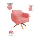Namoradeira E 2 Poltronas Marisa Giratória Madeira Suede Rosê