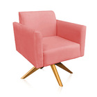 Namoradeira E 2 Poltronas Marisa Giratória Madeira Suede Rosê