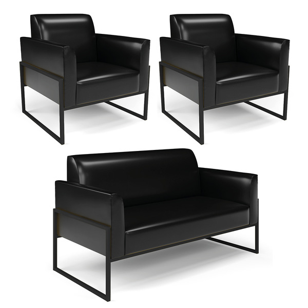 Namoradeira E 2 Poltronas Marisa Industrial Alta Preto Sintét