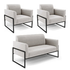 Namoradeira E 2 Poltronas Marisa Industrial Alta Preto Veludo