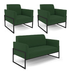 Namoradeira E 2 Poltronas Marisa Industrial Alta Preto Veludo