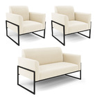 Namoradeira E 2 Poltronas Marisa Industrial Alta Preto Veludo